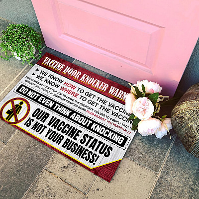 Alternative view of Vaccine Door Knocker Warning Doormat - Outdoor Indoor Doormat