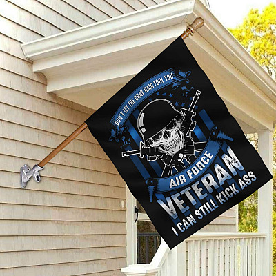 Proud US Air Force Veteran Flag - Don't Let The Gray Hair Fool You Air Force Veteran Garden Wall House Flag