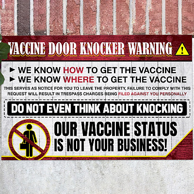 Vaccine Door Knocker Warning Doormat - Outdoor Indoor Doormat