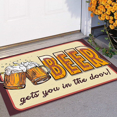 Alternative view of Beer Gets You In The Door Funny Doormat - Home Bar Indoor Outdoor Doormat - Gift For Beer Lovers