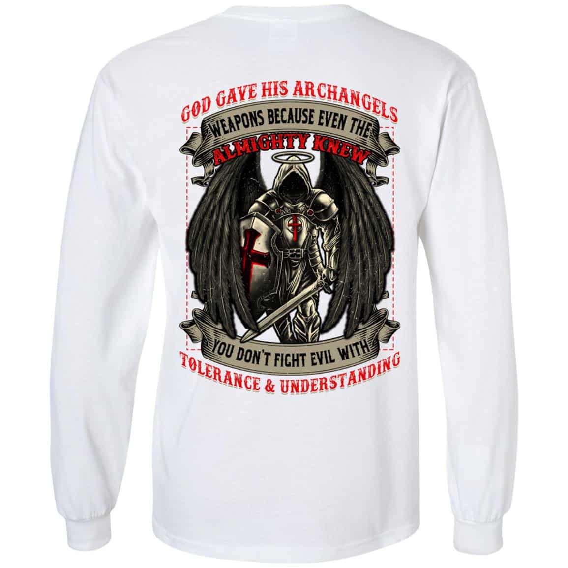 God Gave His Archangels Hoodie, White, Long Sleeve God Gave His Archangels Hoodie, White, Long Sleeve