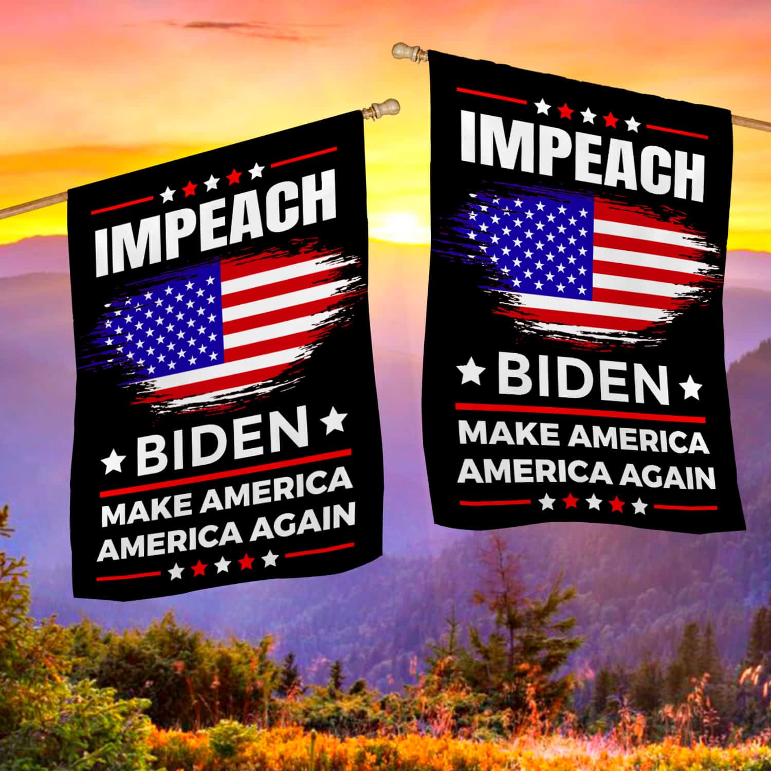 1KNG. Impeach Biden_30x40 House Flag Mockup 2 Side