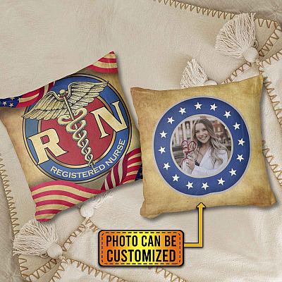 Alternative view of Personalized Photo Register Nurse Throw Pillow - Decorative Pillow - Indoor Outdoor Cushion - Sofa Home Decor