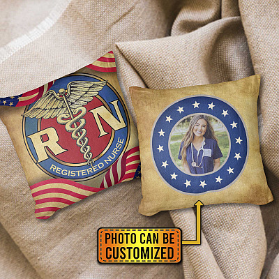 Personalized Photo Register Nurse Throw Pillow - Decorative Pillow - Indoor Outdoor Cushion - Sofa Home Decor