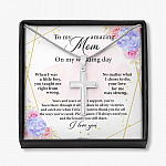 To My Amazing Mom on My Wedding Day Cross Pendant Necklace - Artisan Crafted Cross Necklace