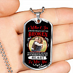 Personalized Photo Mother and Son a Bond that Can't Be Broken Dog Tag Pendant Necklace
