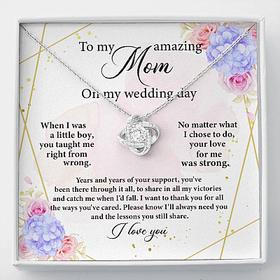 To My Amazing Mom on My Wedding Day Love Knot Pendant Necklace - Love Knot Necklace