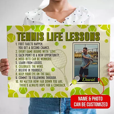 Alternative view of Custom Photo Tennis Life Lessons Foot Faults Happen You Get A Second Chance Framed Canvas Prints - Unframed Poster