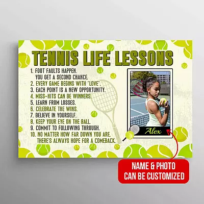 Custom Photo Tennis Life Lessons Foot Faults Happen You Get A Second Chance Framed Canvas Prints - Unframed Poster