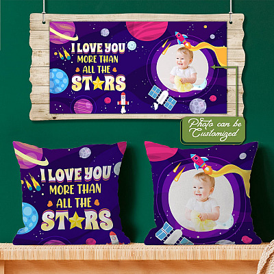 Alternative view of Personalized Baby Photo I Love You More Than All The Stars Throw Pillow - Decorative Pillow - Indoor Cushion