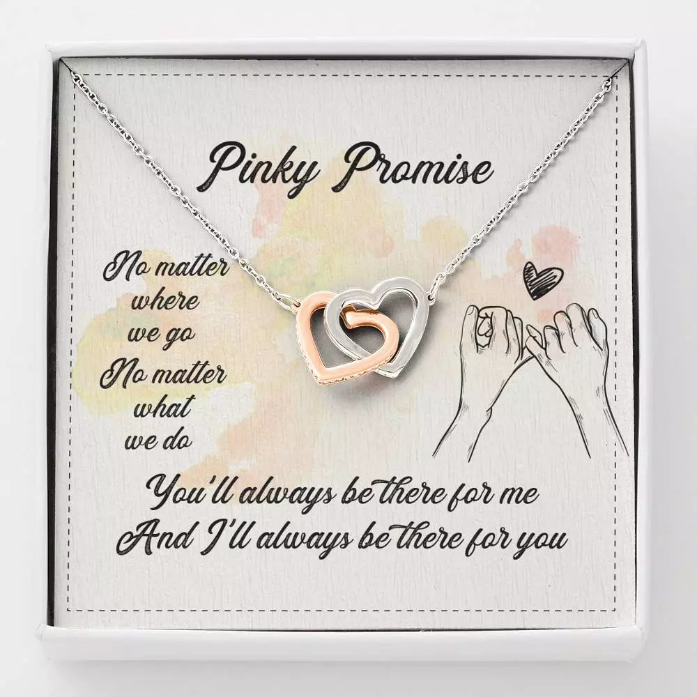 Pinky Promise No Matter Where We Go No Matter What We Do Interlocking Hearts Pendant Necklace - Interlocking Hearts Necklace