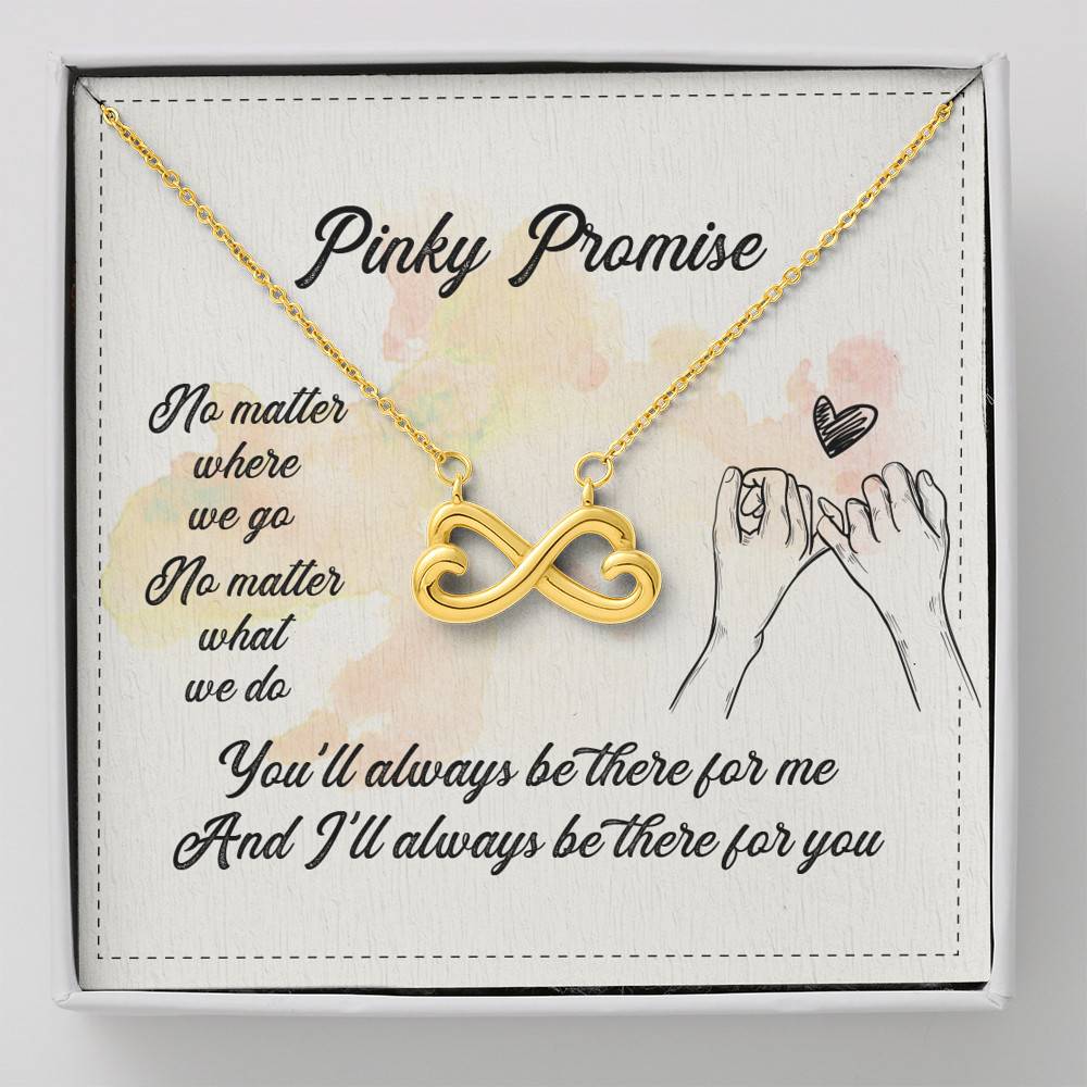 Pinky Promise No Matter Where We Go No Matter What We Do Infinity Pendant Necklace - Infinity Heart Necklace (18K Yellow Gold)