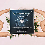 Personalized Name Happy Graduation Be Confident In Whatever Direction You Choose Love Knot Pendant Necklace