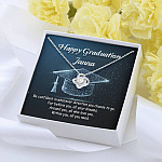 Personalized Name Happy Graduation Be Confident In Whatever Direction You Choose Love Knot Pendant Necklace
