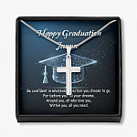 Personalized Name Happy Graduation Be Confident In Whatever Direction Cross Pendant Necklace - Artisan Crafted Cross Necklace
