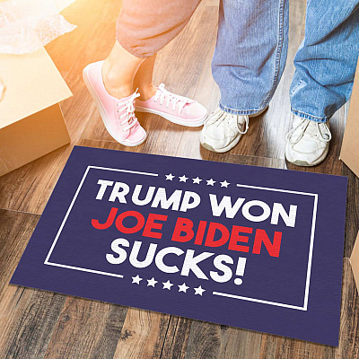 Trump Won Joe Biden Sucks Indoor Outdoor Doormat - Funny Political Anti Biden Door Mat