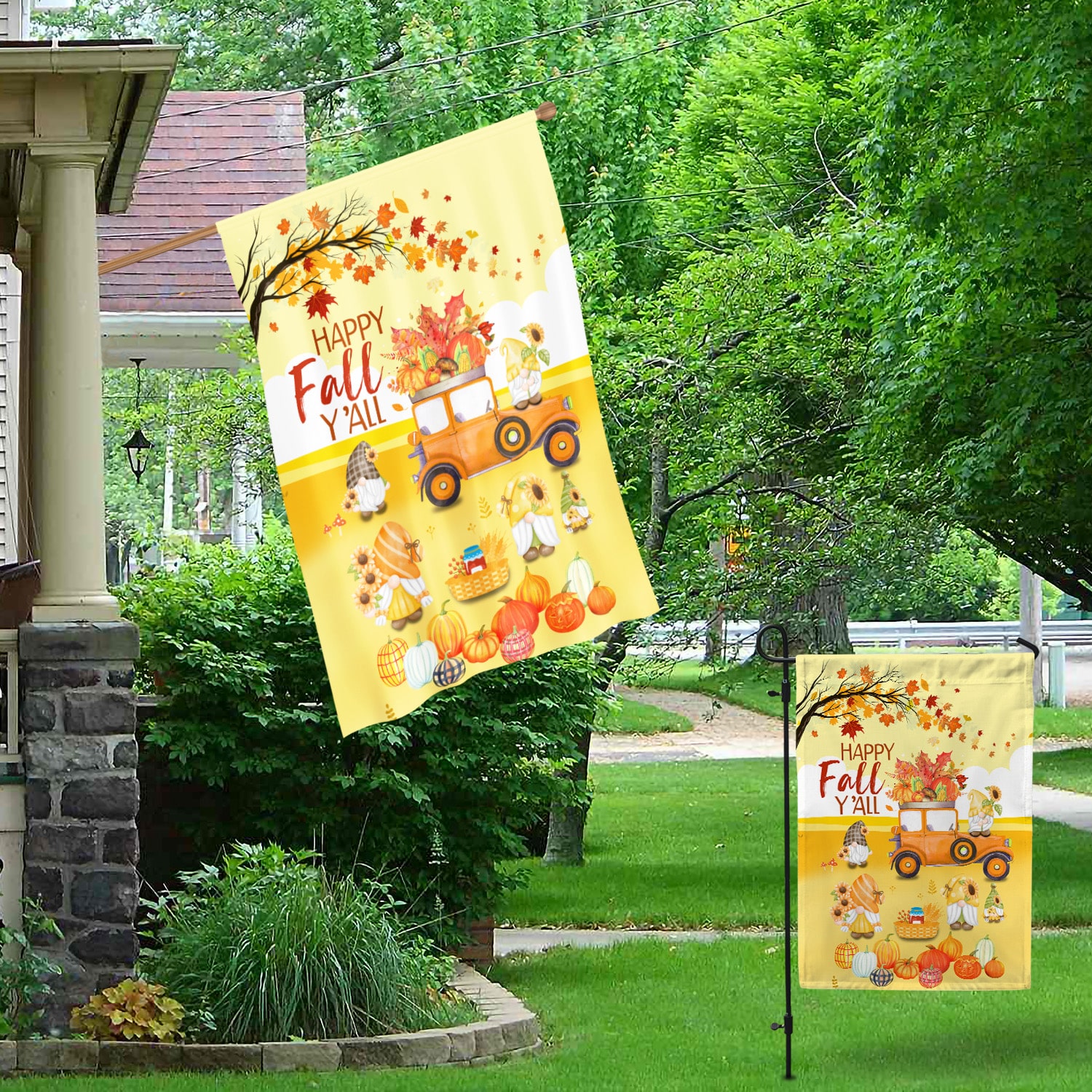 3KNG. Happy Fall Yall 30x40 Garden & House Mockup 1