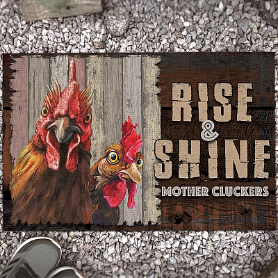 Alternative view of Rise and Shine Mother Cluckers Decorative Doormat - Outdoor Indoor Doormat