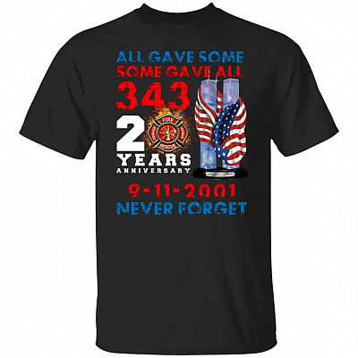 343 Firefighter 9/11 All Gave, Black, Unisex T-Shirt