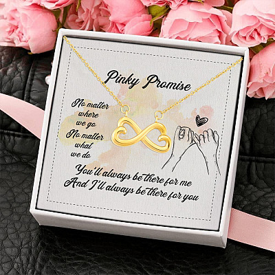 Alternative view of Pinky Promise No Matter Where We Go No Matter What We Do Infinity Pendant Necklace