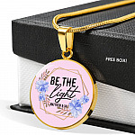 Christian Be the Light Matthew 5 14 Floral Circle Pendant Necklace