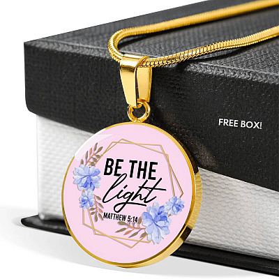 Christian Be the Light Matthew 5 14 Floral Circle Pendant Necklace