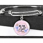 Christian Be the Light Matthew 5 14 Floral Circle Pendant Necklace