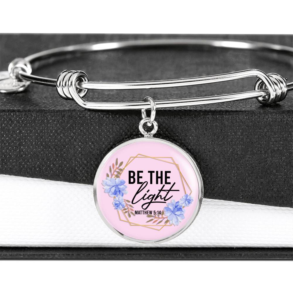 Christian Be the Light Matthew 5 14 Floral Circle Pendant Necklace