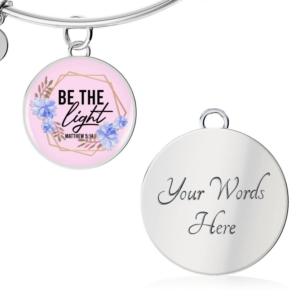 Christian Be the Light Matthew 5 14 Floral Circle Pendant Necklace