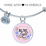 Christian Be the Light Matthew 5 14 Floral Circle Pendant Necklace