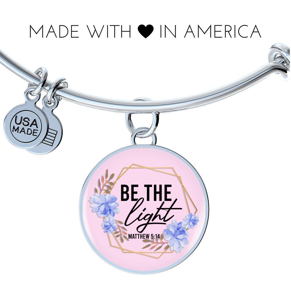 Christian Be the Light Matthew 5 14 Floral Circle Pendant Necklace