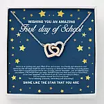 Wishing You an Amazing First Day of School Shine Like the Star Interlocking Hearts Pendant Back to School Necklace - Interlocking Hearts Necklace