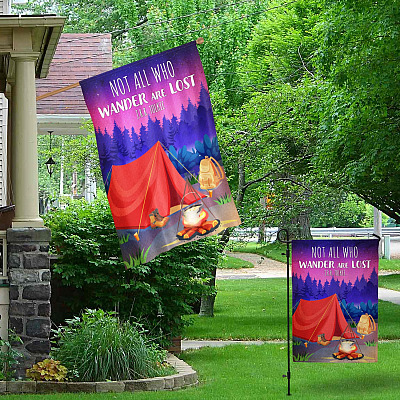Alternative view of Not All Who Wander Are Lost Garden Flag - House Flag - Wall Flag - Camping Gift Ideas