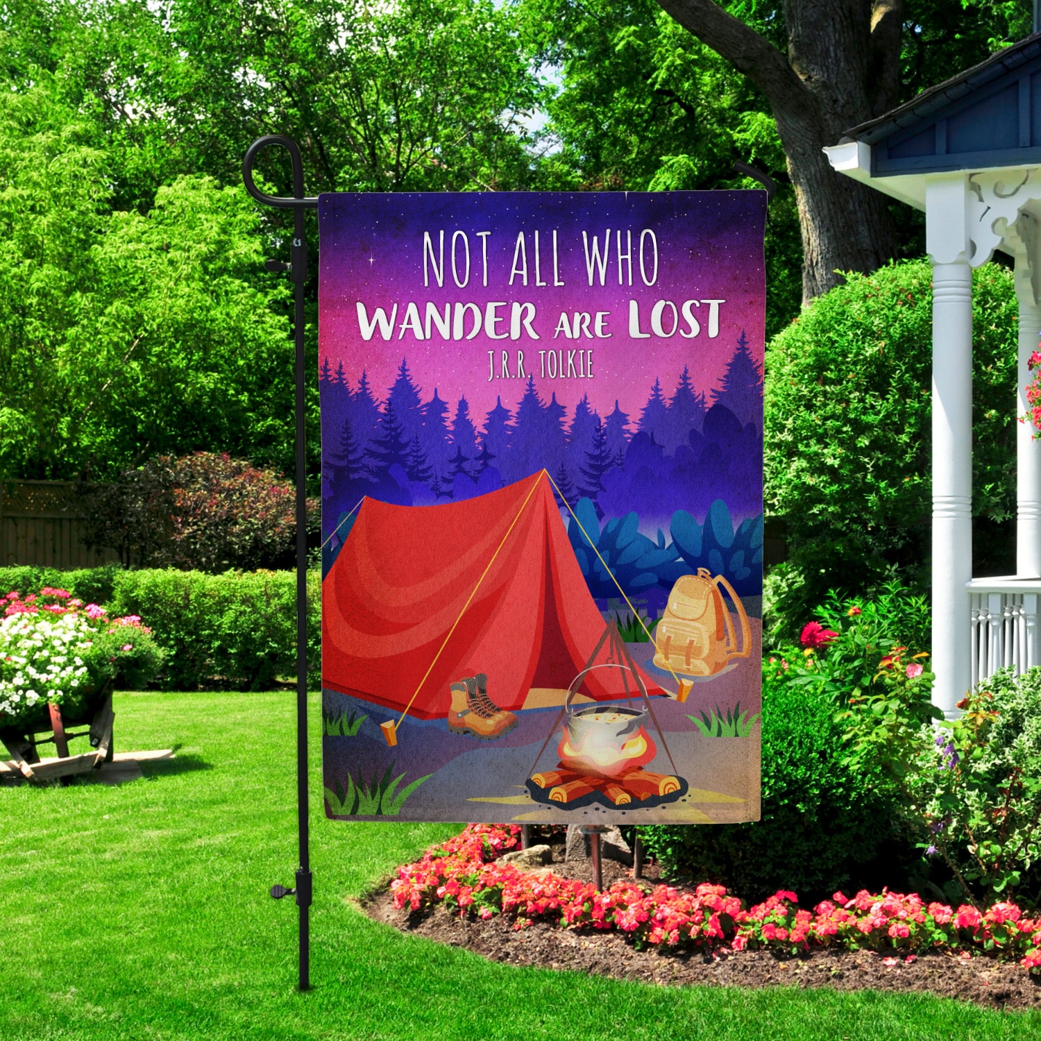 3KNG. Wander Lost 30x40 Garden Flag Mockup 2