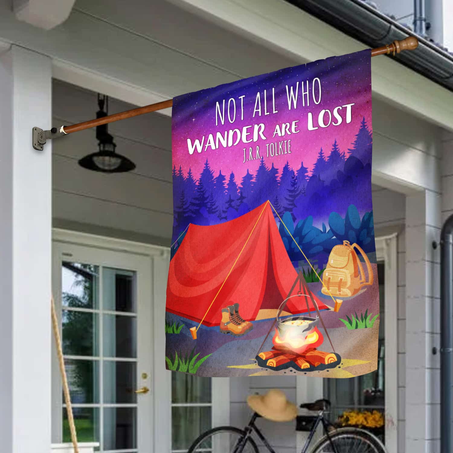 3KNG. Wander Lost 30x40 House Flag Mockup 1