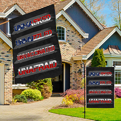 Alternative view of Unmasked Unmuzzled Unvaccinated Unafraid Flag Outdoor Indoor Decorative Garden Flag - House Flag - Wall Flag