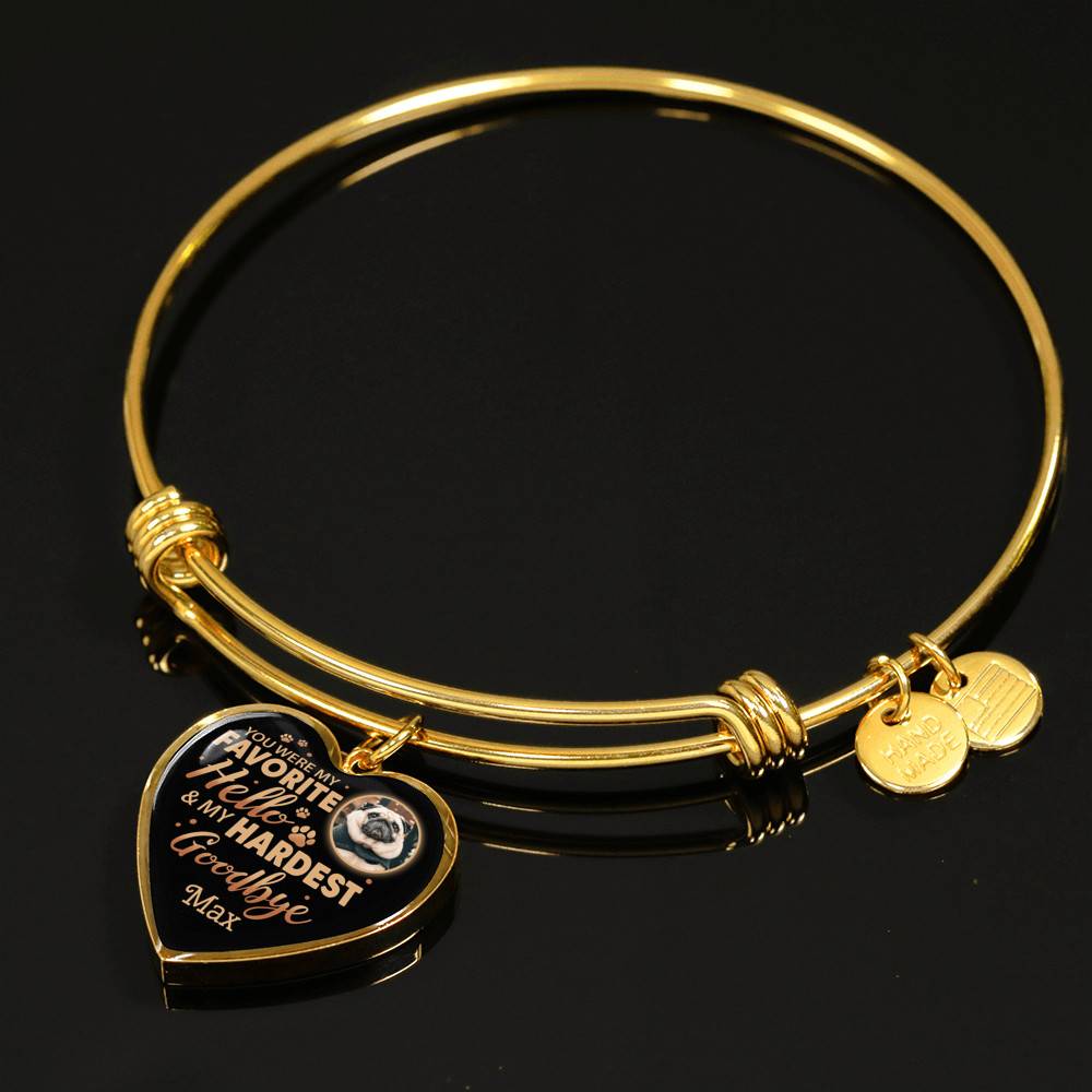 Personalized Photo You Were My Favorite Hello and My Hardest Goodbye Pet Memorial Heart Pendant Necklace