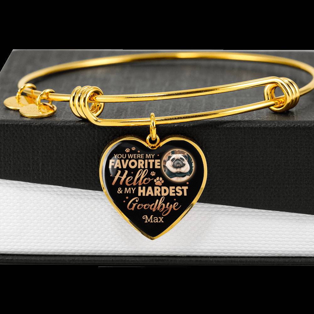 Personalized Photo You Were My Favorite Hello and My Hardest Goodbye Pet Memorial Heart Pendant Necklace