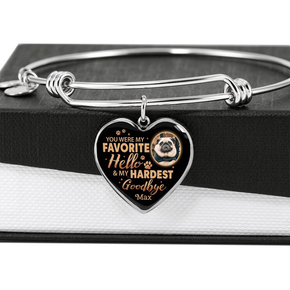 Personalized Photo You Were My Favorite Hello and My Hardest Goodbye Pet Memorial Heart Pendant Necklace