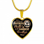 Personalized Photo You Were My Favorite Hello and My Hardest Goodbye Pet Memorial Heart Pendant Necklace