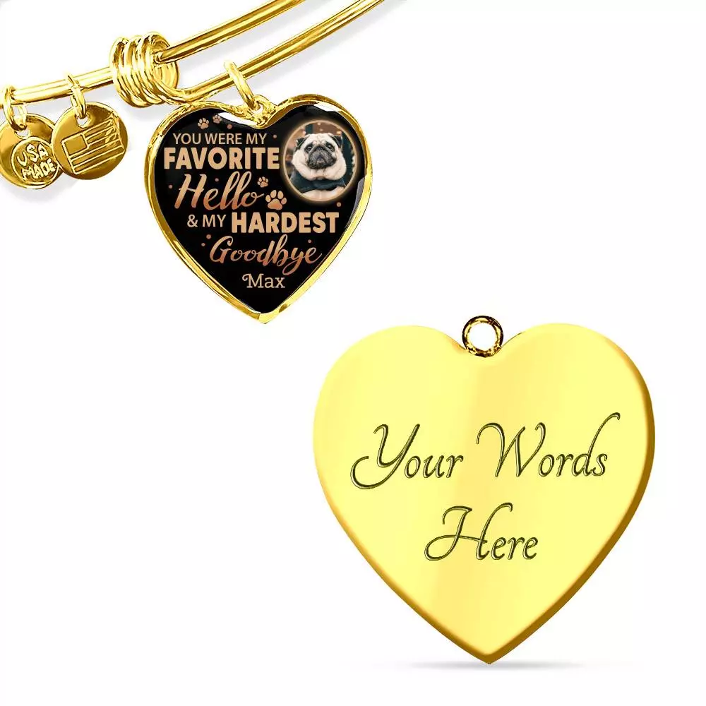 Personalized Photo You Were My Favorite Hello and My Hardest Goodbye Pet Memorial Heart Pendant Necklace