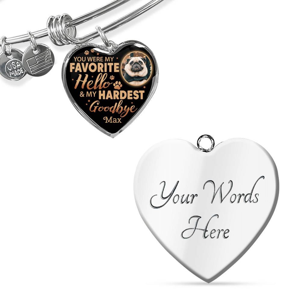 Personalized Photo You Were My Favorite Hello and My Hardest Goodbye Pet Memorial Heart Pendant Necklace
