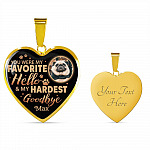 Personalized Photo You Were My Favorite Hello and My Hardest Goodbye Pet Memorial Heart Pendant Necklace