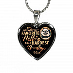 Personalized Photo You Were My Favorite Hello and My Hardest Goodbye Pet Memorial Heart Pendant Necklace