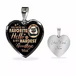 Personalized Photo You Were My Favorite Hello and My Hardest Goodbye Pet Memorial Heart Pendant Necklace