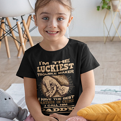Alternative view of I'm the Luckiest Trouble Maker I Have the Best Partner in Crime I Call Him Daddy T-Shirt for Kids Youth Shirt
