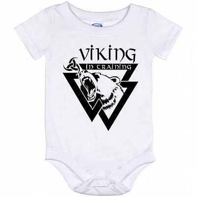 Viking In Training Baby Onesie, White, Baby Onesie - 12 Month