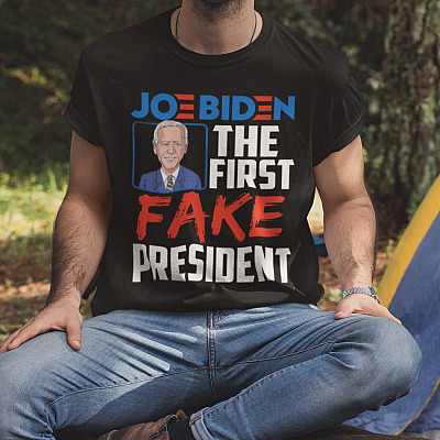 Alternative view of Joe Biden the First Fake President T-Shirt - Funny Anti Joe Biden Political Shirt