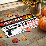 3UT. Protected By Gun (5) Doormat mockup 9
