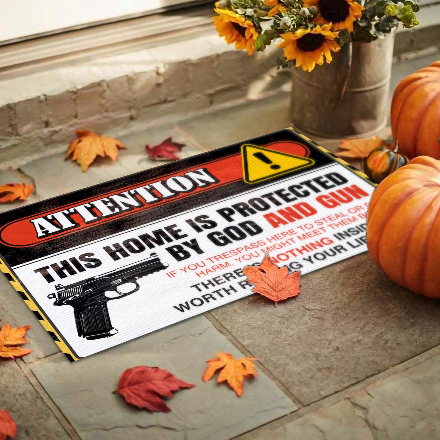 3UT. Protected By Gun (5) Doormat mockup 9